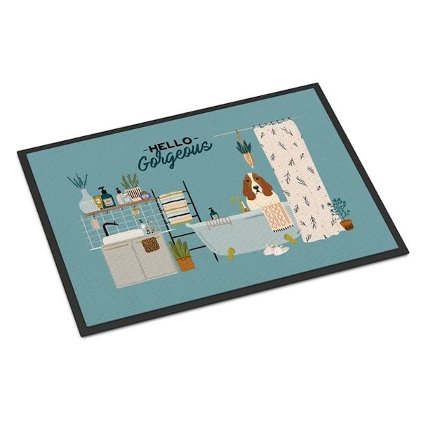 Carolines Treasures Carolines Treasures CK7443MAT 18 x 27 in. Basset Hound in Bathtub Indoor or Outdoor Mat CK7443MAT - main